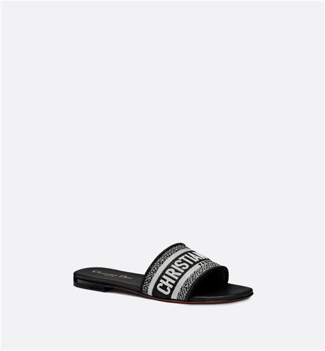 women dior dway slide black embroidered cotton|Dioramour Dway Heeled Slide Black and White Embroidered .